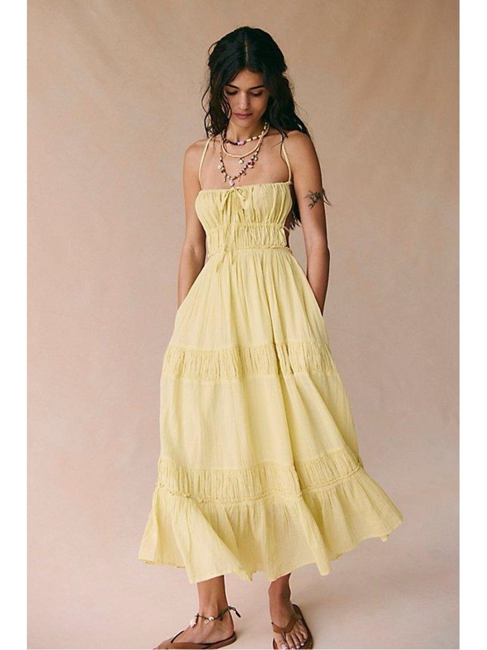 Free people green taking sides maxi dress